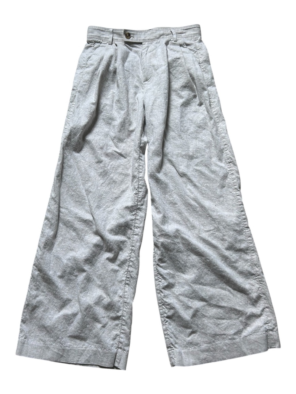 Banana Republic Cream Linen-Blend Pants High wasted Wide Leg Beach Vacation
